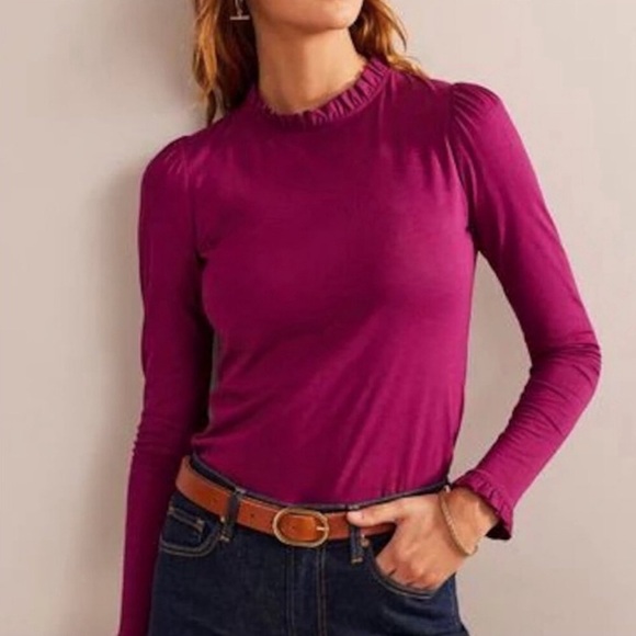 Boden Fuchsia Long Sleeve Knit Top - Picture 1 of 6